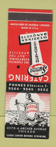 Matchbook Cover - Syrena Catering Chicago IL mermaid girlie