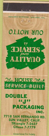 Matchbook Cover - Double J Packaging Sun Valley cA