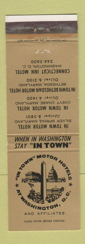 Matchbook Cover In Town Motor Hotels Washington DC Chevy Chase Silver Spring MD