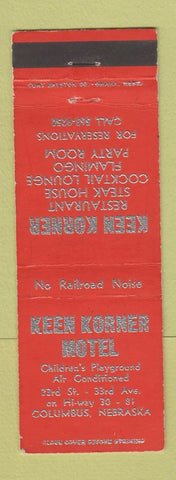 Matchbook Cover - Keen Korner Motel Columbus NE restaurant
