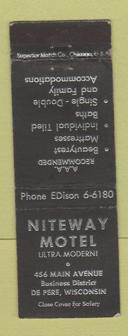 Matchbook Cover - Niteway Motel De Pere WI WEAR