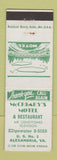 Matchbook Cover - McCreary's Motel Alexandria VA