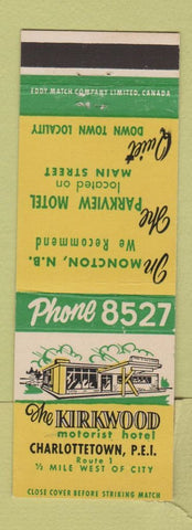 Matchbook Cover - Kirkwood Motorist Hotel Charlottetown PEI PE