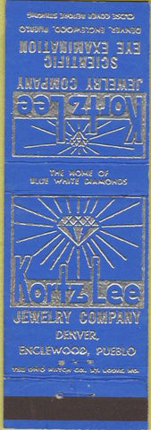 Matchbook Cover - Kortz Lee Jewelry Englewood Denver Pueblo CO