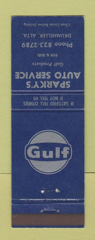 Matchbook Cover - Gulf oil gas Sparky's Auto Service Drumheller AB