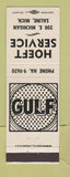 Matchbook Cover - Gulf oil gas Hoeft Saline MI