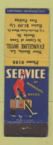 Matchbook Cover - Evangeline Hotel New Iberia LA