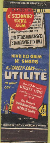 Matchbook Cover - Utilite roadside repair warning light