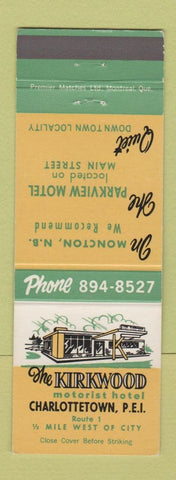 Matchbook Cover - Kirkwood Motorist Hotel Charlottetown PEI PE