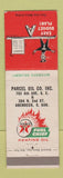 Matchbook Cover - Texaco oil gas Parcel Aberdeen SD