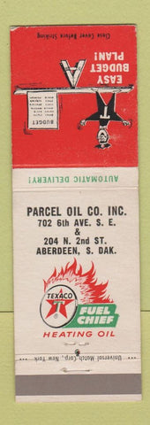 Matchbook Cover - Texaco oil gas Parcel Aberdeen SD