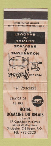 Matchbook Cover - Gulf oil gas Hotel Domaine Du Relais Bagot QC