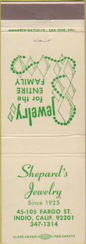 Matchbook Cover - Shepard's Jewelry Indio CA
