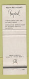 Matchbook Cover - Hostal Y Restaurante Motril Granada