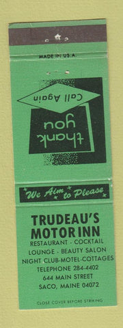 Matchbook Cover - Trudeau's Motor Inn Saco ME