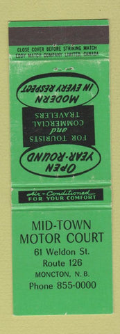 Matchbook Cover - Mid Town Motor Court Moncton NB WEAR