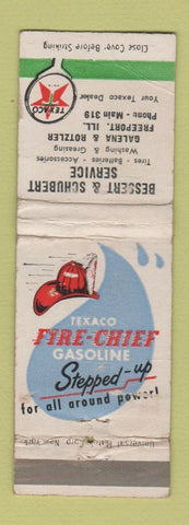 Matchbook Cover - Texaco oil gas Bessert Shubert Freeport IL WORN