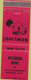Matchbook Cover - Pittsburgh Bowling CA