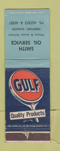 Matchbook Cover - Gulf oil gas Smith Freeport IL WEAR