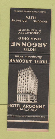 Matchbook Cover - Hotel Argonne Lima OH