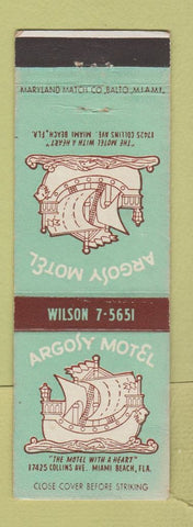 Matchbook Cover - Argosy Motel Miami Beach FL