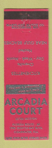 Matchbook Cover - Arcadia Court Motel Clearwater FL