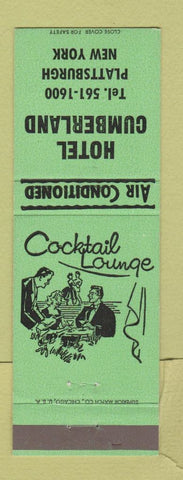 Matchbook Cover - Hotel Cumberland Plattsburgh NY GREEN