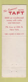 Matchbook Cover - Hotel Taft New York City