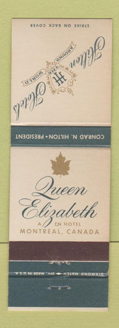 Matchbook Cover - Queen Elizabeth Hotel CN Hilton Montreal QC