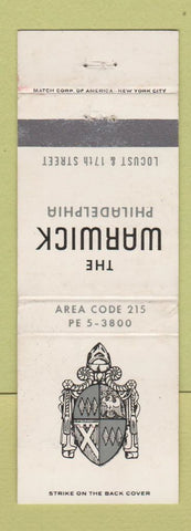 Matchbook Cover - Warwick Hotel Philadelphia PA WEAR
