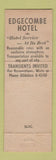 Matchbook Cover - Edgecombe Hotel New York City