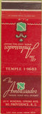 Matchbook Cover - Ambassador Hotel North Providence RI