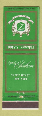 Matchbook Cover - Hotel Chatham New York CIty