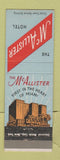Matchbook Cover - McAllister Hotel Miami FL #2