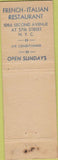 Matchbook Cover - Charmant Restaurant New York City WEAR