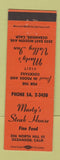 Matchbook Cover - Marty's Steak House Valley Inn Oceanside CA