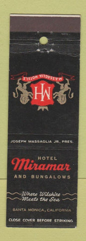 Matchbook Cover - Hotel Miramar Santa Monica CA Massaglia