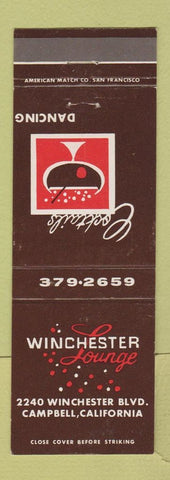Matchbook Cover - Winchester Lounge Campbell CA