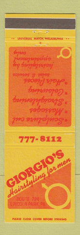 Matchbook Cover - Giorgio's Hair Salon Lincoln Park PA