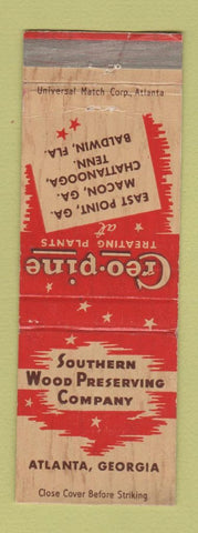 Matchbook Cover - Creo Pine Treating Plants Wood Preserving Atlanta GA