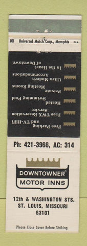Matchbook Cover - Downtowner Motor Inns St Louis MO