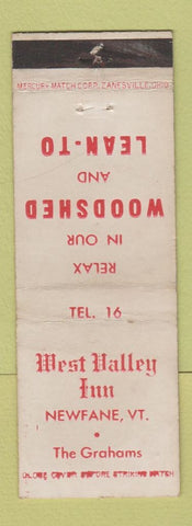 Matchbook Cover - West Valley inn Newfane VT WEAR