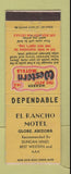 Matchbook Cover - El Rancho Motel Globe AZ