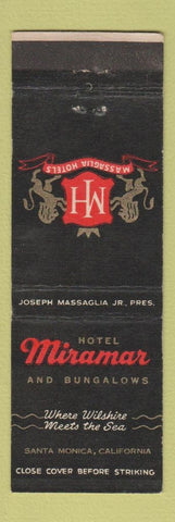 Matchbook Cover - Hotel Miramar Santa Monica CA Massaglia