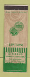 Matchbook Cover - Citizens Savings Loan East Alton IL WORN
