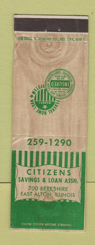 Matchbook Cover - Citizens Savings Loan East Alton IL WORN