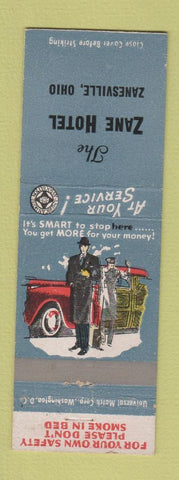 Matchbook Cover - Zane Hotel Zanesville OH