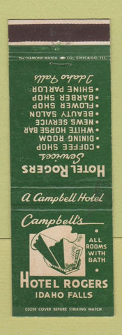 Matchbook Cover - Campbell's Hotel Rogers Idaho Falls ID WEAR