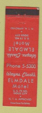 Matchbook Cover - Wayne Clark's Elmdale Motel Sioux City IA
