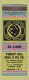 Matchbook Cover - Forest Hill Coal Oil Newark NJ